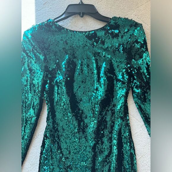 Dress The Population Natalie dress in emerald green sequins holiday cocktails XS - Picture 13 of 15